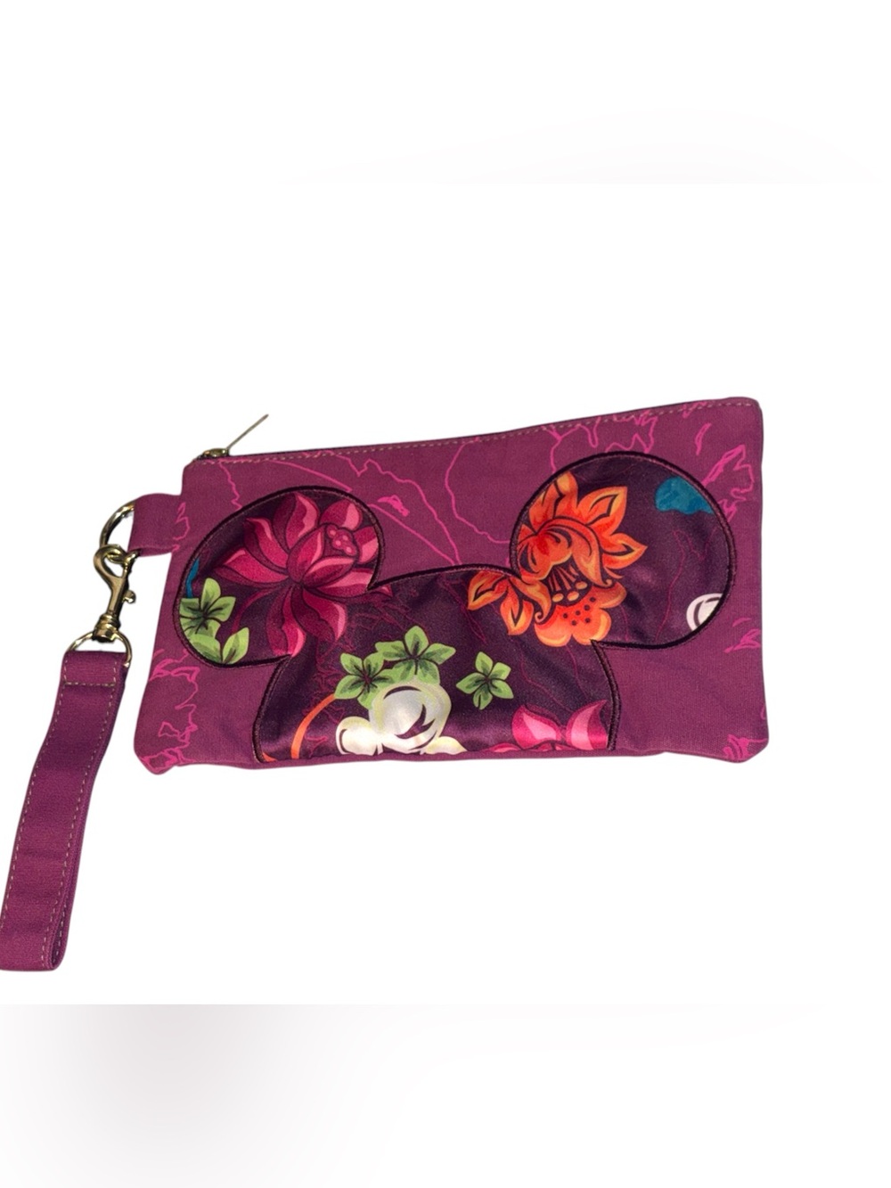 DISNEY PARKS Mickey Mouse Tropical Floral Retired Wristlet Clutch